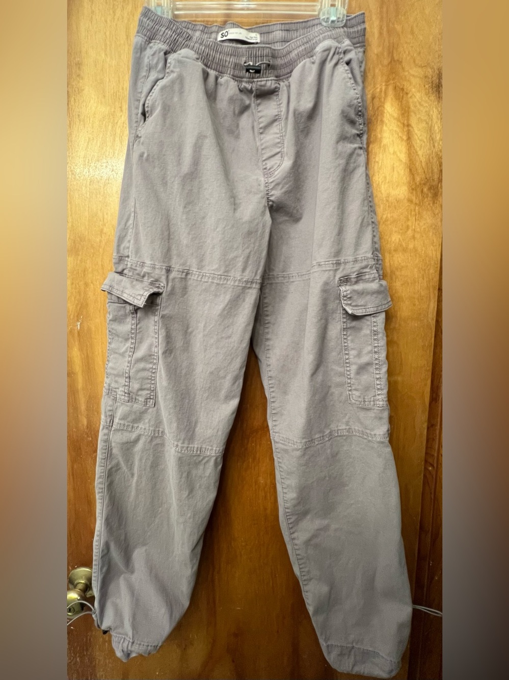 SO Pants Women’s SMALL Purple Gray Parachute Cargo, High Rise Tapered**